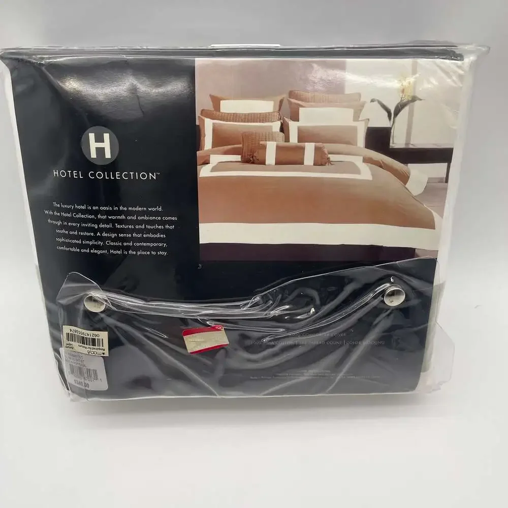 Hotel Collection King Comforter Cover Color Blocking 100% Pima Cotton 340 Thread